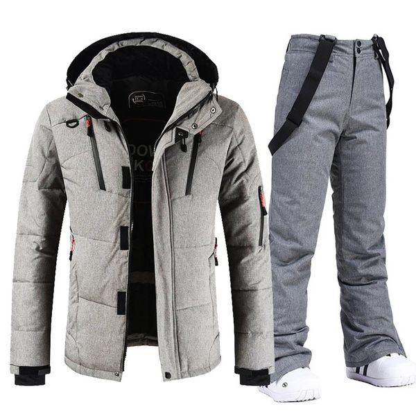 Costumes de ski Hommes Ski costume doudoune pantalon de neige tenues hiver chaud coupe-vent imperméable Sports de plein air Snowboard porter marque salopette 231025