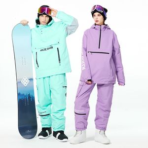 Combinaisons de ski Hommes Femmes Couleur unie Veste de ski Pantalon chaud coupe-vent Salopette d'hiver à capuche imperméable Sports de plein air Vêtements Snowboard 230918