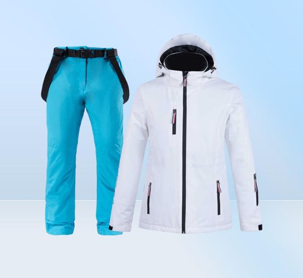 Combinaisons de ski Nouveau 35 degrés femmes combinaison de Ski veste de snowboard hiver coupe-vent imperméable vêtements de neige veste de Ski thermique et sangle 8893457