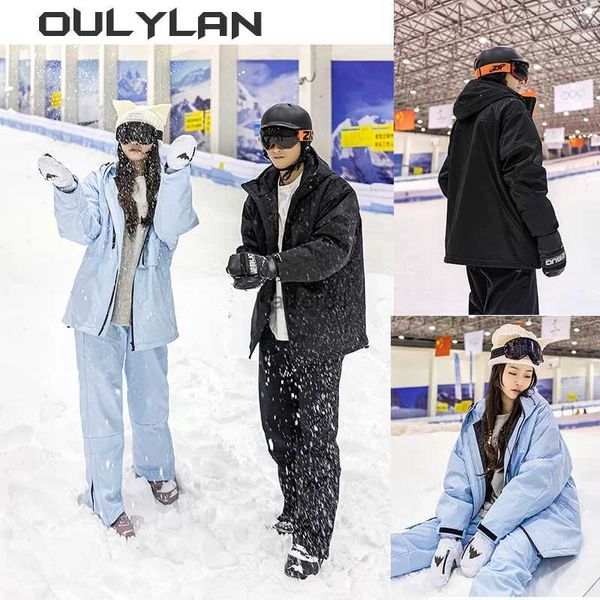 Trajes de esquí Nuevo conjunto de traje de esquí de patinaje para hombres y mujeres de invierno de talla grande deportes al aire libre a prueba de viento impermeable calidez conjunto de ropa de esquí S-5XL