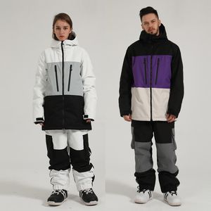 Costumes de ski Combinaison de ski surdimensionnée Hommes Femmes Hiver En plein air Chaud Coupe-vent imperméable Snowboard Patchwork JacketPants 230918