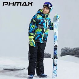 Combinaisons de ski PHMAX chaud imperméable enfants veste de Ski enfants combinaison de Ski hiver Snowboard veste garçons et filles pantalons de neige en plein air costumes 231127