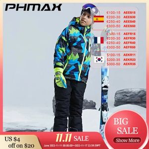 Combinaisons de ski PHMAX chaud imperméable enfants veste de Ski enfants combinaison de Ski hiver Snowboard veste garçons et filles pantalons de neige en plein air costumes 231116