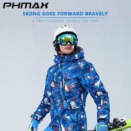 Trajes de esquí PHMAX Chaqueta de esquí de invierno Mantener caliente Deportes al aire libre Chaquetas y pantalones de nieve a prueba de viento Hombres impermeables Patinaje Snowboard 230918