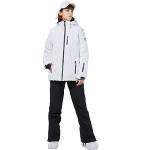 Trajes de esquí Chaquetas de esquí de color blanco puro Pantalones de correa Ropa de nieve para mujer Conjuntos de traje de snowboard Traje de invierno impermeable a prueba de viento para niña L221008