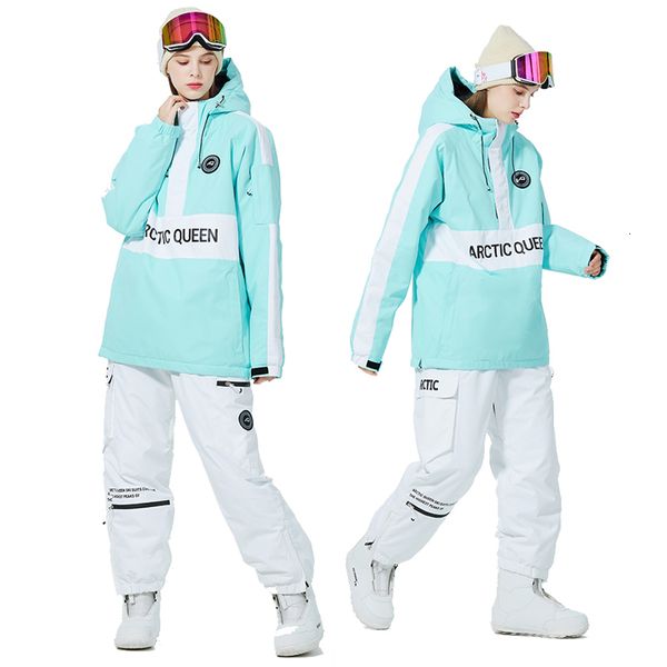 Combinaisons de ski Vestes de ski et pantalons à bretelles pour femmes Couleur assortie Pull Costume de neige Porter des vêtements de snowboard imperméables Costume d'hiver 230920