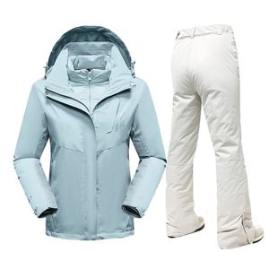 Combinaisons de ski Combinaison de Ski pour femmes hiver neige doudoune et pantalon extérieur imperméable coupe-vent Snowboard porter femme tenue de Ski chaude 231127