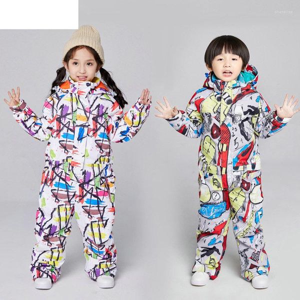 Combinaisons de ski Ensemble de combinaison de ski Bébé Enfant Garçon Siamois Fille Imperméable Snow Country Équipement de maintien au chaud