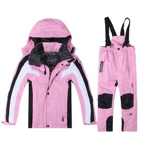 Trajes de esquí engrosamiento niños traje de esquí de invierno a prueba de viento térmico Snowboard pantalones conjuntos niños chaqueta caliente trajes de nieve ropa al aire libre