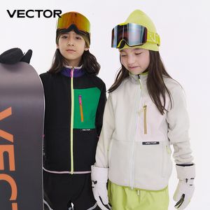 Ski -pakken vector fleece jas kinderen herfst winter warme jassen kleding 2023 contrast mouw sweatshirt kleur buiten 230920