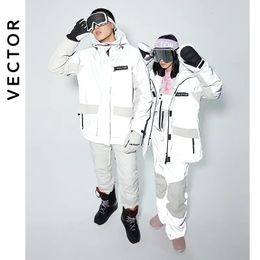 Combinaisons de ski VECTOR hommes femmes chaud Ski costume ensemble à capuche pantalon de Ski imperméable coupe-vent réfléchissant Ski Snowboard veste pantalon vêtements de plein air 231127