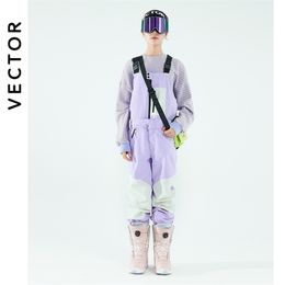 Combinaisons de ski VECTOR Femmes Pantalon de ski épaissi Bavoir amovible à deux vêtements Imperméable Hiver Chaud et Coupe-vent Sports de plein air Snowboard 220920