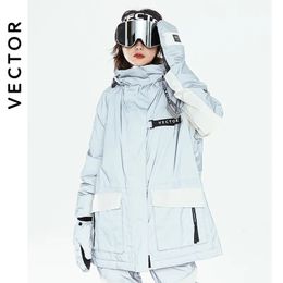 Combinaisons de Ski VECTOR femmes combinaison de Ski chaude à capuche hommes imperméable coupe-vent réfléchissant Snowboard veste vêtements de plein air 231202