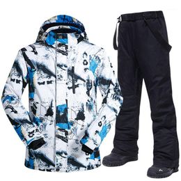 Combinaisons de ski combinaison de ski imperméable pour hommes hiver extérieur épais chaud coupe-vent snowboard veste et pantalon ensemble équipement costumes de neige