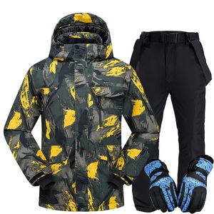 Combinaisons de ski Combinaison de Ski d'hiver hommes vêtements thermiques imperméables coupe-vent veste de neige pantalon ensemble Ski snowboard costumes de haute qualité 231025