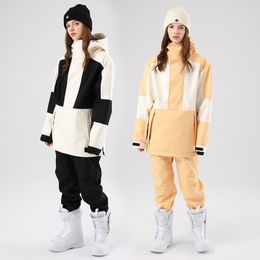 Ski -pakken vrouwen mannen hoodie snowboard mannelijke vrouw winter warme outdoor waterdichte winddichte jas en broek FDTR 230316