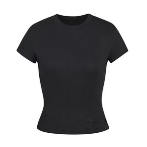 SKIMS Chemises pour femmes Top T-shirt à manches courtes Stretch Slim Col rond Base Op T-shirt