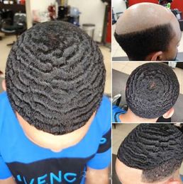 Piel Afro Toupee 10 mm Man 360 Weave Unidad de cabello humano Hombres negros CURL SISTEMA MAL MAL LAVERS
