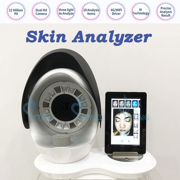 Máquina de análisis de piel Analizador de piel 3D Prueba Espejo mágico Sistema de diagnóstico facial Escáner Equipo de belleza