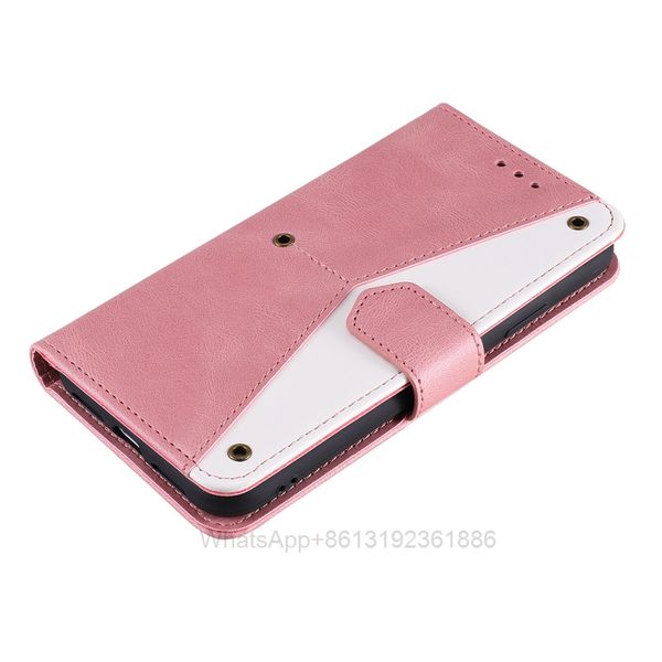 Étuis portefeuille en cuir hybride de couleur de contraste de peau pour iPhone 13 12 phone13 Mini Pro 11 XR XS MAX X 8 7 6 ID Slot Holder Hit Color Flip