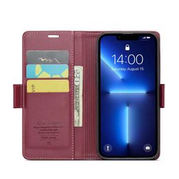 Skin Feel Leather 3 Folded Wallet Cases voor iPhone 13/12/11 Pro Max, Mini, XSmax, XR, 78 Card Pocket Bag en S22 Ultra