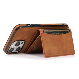 Skin Feel Leather 3 Folded Wallet Cases voor iPhone Pro Max, voor mini, voor XSMax, XR -kaartzaktas en S22 Ultra