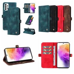 Étuis portefeuille en cuir au toucher peau pour Samsung S24 Ultra S24 Plus S23 FE A05 A05S A25 A24 A15, résistant aux chocs, porte-carte d'identité de crédit, pochette à rabat avec béquille d'affaires