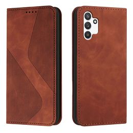 Skin Feel Étuis portefeuille en cuir pour Samsung A32 A52 A72 A22 A12 A42 S21 PLUS S21FE S Line Support de carte d'identité magnétique Flip Cover