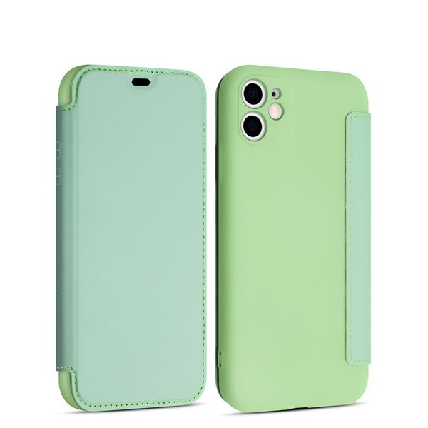 Fundas de billetera de silicona con sensación de piel para iPhone 12 Pro 11 XS MAX XR 7 8 funda de teléfono de TPU suave interior de microfibra