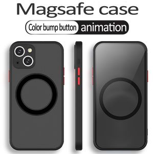 Huidgevoelige struikgewas magsafe transparante cases magnetische draadloze laadcase voor iPhone 14 12 11 13 Pro Max Mini XR XS 7 8 Plus SE Hard Acryl Cover
