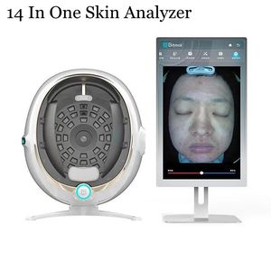 Système de diagnostic de la peau Tester Tester Skin 21,5 pouces Screen 3D AI FACIAL SKIN Analyzer Machine Management System Scanner Plus Model 14 in One