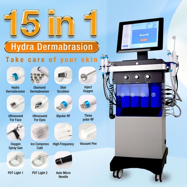 Machine hydrafaciale de raffermissement de la peau Microdermabrasion visage nettoyage en profondeur élimination des cicatrices d'acné Photon RF eau oxygène Jet Peel équipement hydratant