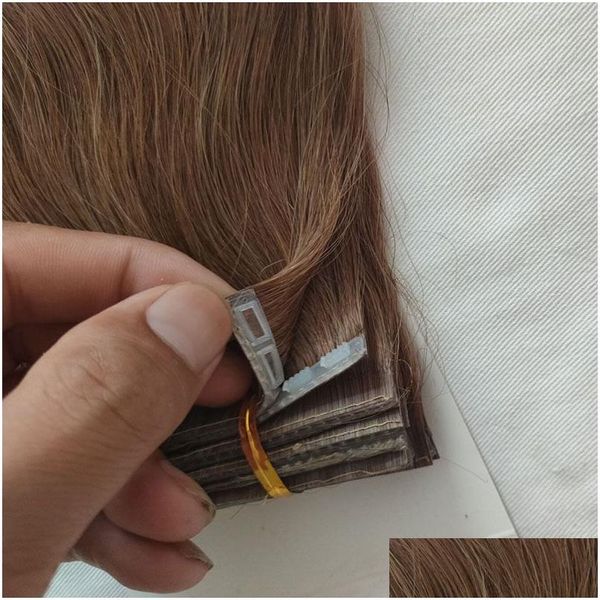 Extensiones de cabello de trama de piel Cinta de calidad superior Botón de pelo Clip de pelo para extensiones 5 gramos Pieza 100 piezas Paquete Negro Blanco Gota Deliv Dhnsp