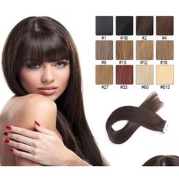 Skin Weft Hair Extensions Tape in natuurlijke kleur 8A kwaliteit Braziliaanse Remy Straight 20 stuks Pu Direct Factory Can3589074 Drop Delivery Prod Dhyuw