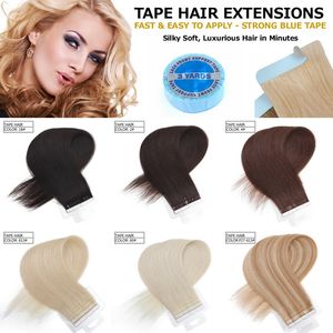 Bande de trame de peau dans les extensions de cheveux humains 100 extensions de cheveux vierges droites soyeuses indiennes 60 pièces 100g plus d'options de couleur