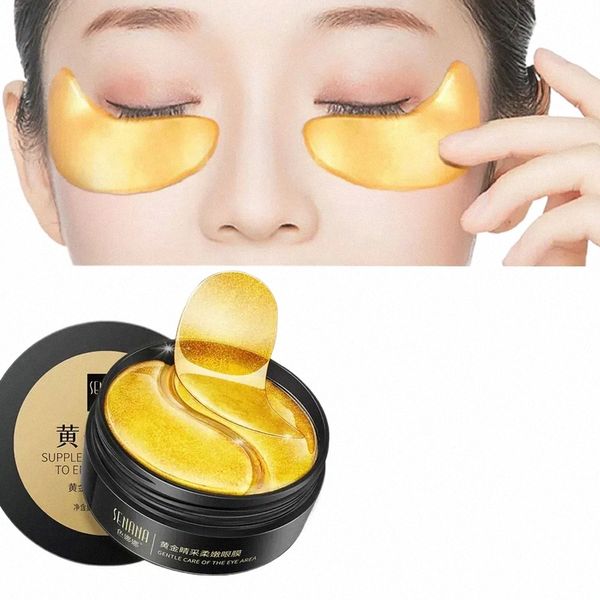 Productos para el cuidado de la piel Mascarilla para ojos con ácido hialúrico de oro de 24 quilates Eliminar ojeras Parches para ojos de colágeno Producto para el cuidado de la cara coreano x4Uh #