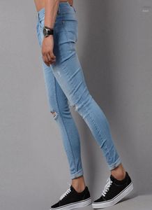 Skinny Blue Jeans Mannen Herfst Vintage Denim Potlood Broek Casual Stretch Broek 2019 Sexy Gat Gescheurd Mannelijke Rits Jeans17466547