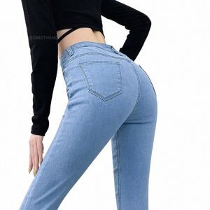 Jeans skinny pour femme Super Stretch Bleu Gris Denim Sexy Slim Femme Vêtements Fi Bureau Casual Pantalon de couleur unie L8gw #