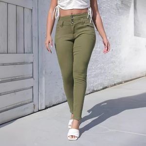 Skinny jeans voor dames Hoge taille Rekbare pasvorm Hoge taille Slank Jeggers Denim broek Lange broek Grote maten S M L XL XXL Zwart Groen