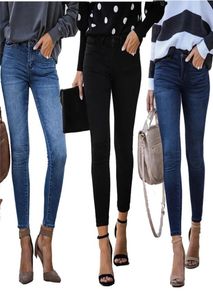 Skinny jeans voor vrouwen rekken vaste blauwe spijkerbroek vrouw slanke fit denim potloodbroek femmale streetwear jean broek5985507