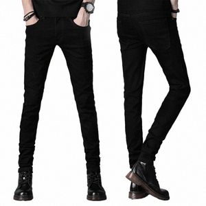 Skinny Jeans Hommes Noir Streetwear Classique Hip Hop Stretch Jeans Slim Fit Fi Biker Style Tight Dropship Jeans pantalons masculins V3vA #