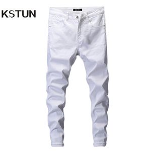 Skinny Jeans Men Solid White Mens Jeans Brand Stretch Casual Men Fashioins denim broek Casual Yong Boy Studenten broek Maat 42 201123