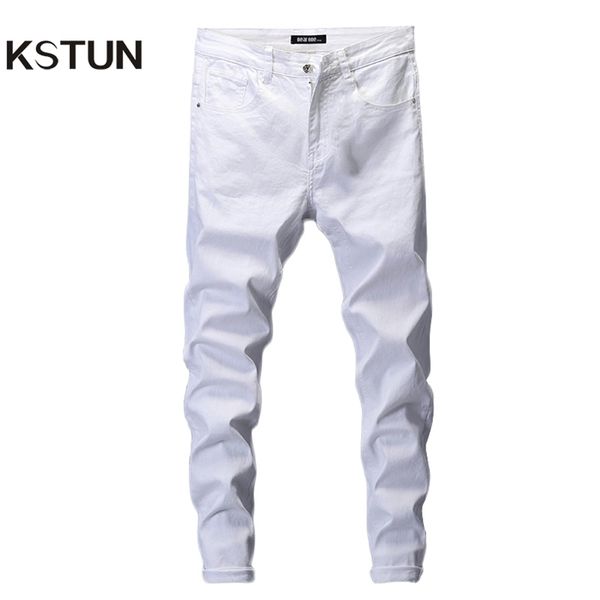 Skinny Jeans Hommes Solide Blanc Hommes Jeans Marque Stretch Casual Hommes Fashioins Denim Pantalon Casual Yong Garçon Étudiants Pantalon Taille 42 201223