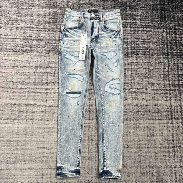 Jeans skinny rock revival jeans pour hommes jeans violets pour hommes designer de mode imitation vieille moto déchirée femmes déchirées marque de rue patch pantalon noir pour hommes Z6