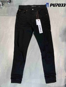 Skinny heren jeans ontwerper paars gescheurd fiets slanke rechte broek vouw mode heren trend merk retro hip hop high street 38 KYPJ