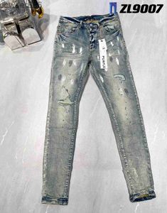 Skinny Mens Jeans Designer Violet Ripped Bike Slim Pantalon droit Fold Fashion Tendance Marque Rétro Hip Hop High Street 28 Krr8