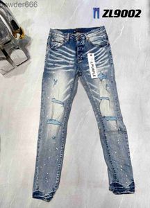 Skinny Mens Jeans Designer Violet Ripped Bike Slim Pantalon droit Fold Fashion Tendance Marque Rétro Hip Hop High Street 44 12gq