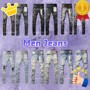 Skinny Purple-Longhey Designer Designer Men's Trendy Long Straight Ripped High Street Jeans Taille 29-40