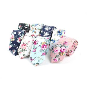 Cravates fines en coton imprimé Floral pour hommes, cravate pour marié de mariage, Party277C