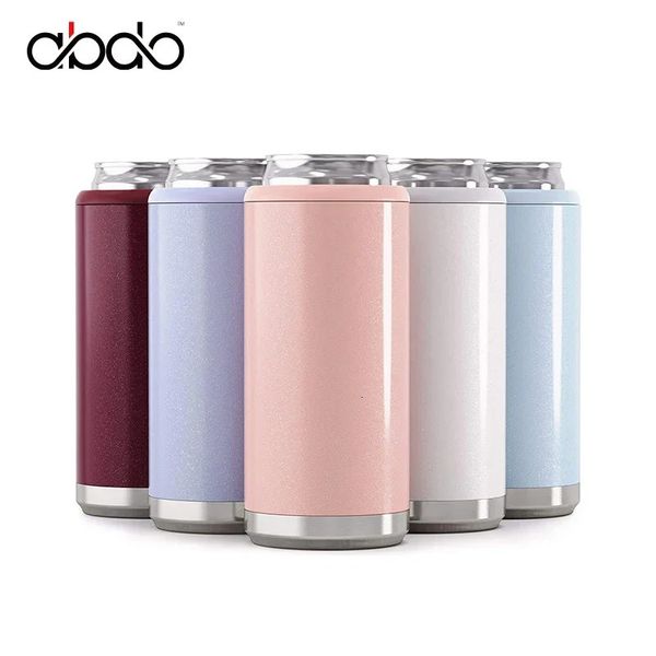 Vaso flaco Taza de doble pared de acero inoxidable con aislamiento Enfriador de latas Triple soporte para bebidas al vacío Artículos para beber al aire libre Mantener frío 240117